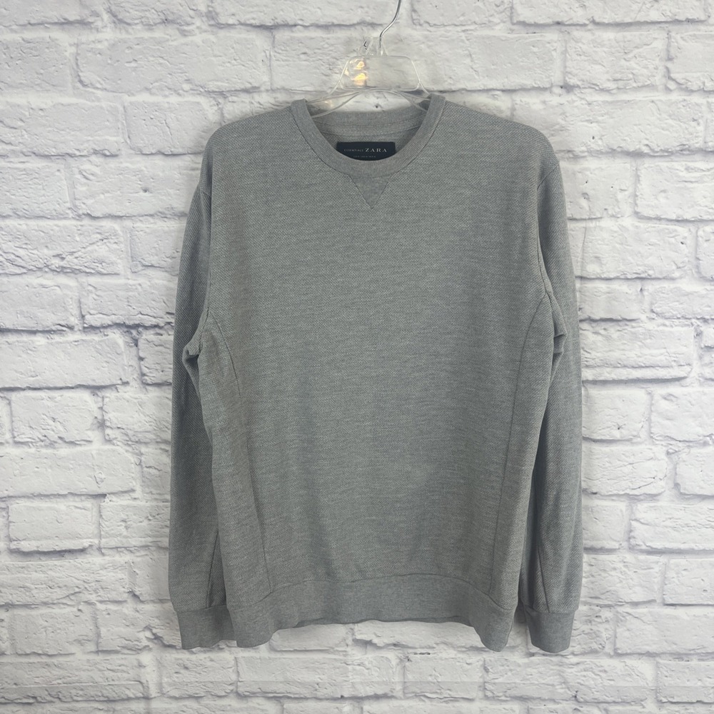 Zara Men's Gray Preppy Athleisure Pull Over Crewneck Sweater Size Medium
